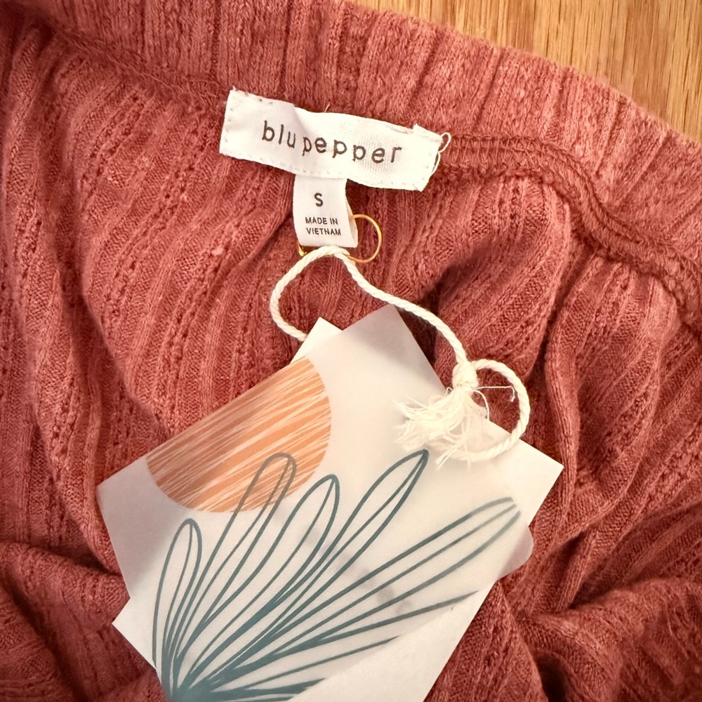 NWT Blu Pepper Cream Cardigan Sweater, top, and dusty rose lounge 3 piece set - Picture 8 of 8